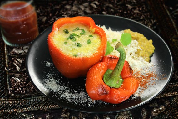 Des poivrons farcis avec Dal Tadka